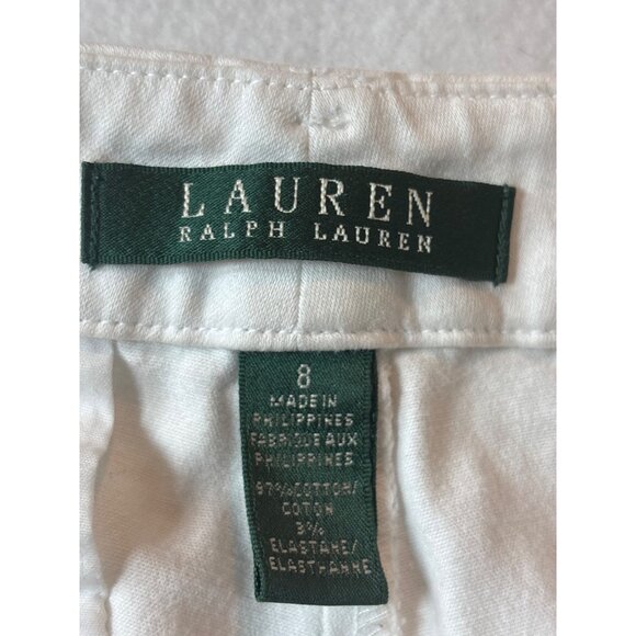 Ralph Lauren White Cotton Blend Womens Straight Leg Pants Size 8 - Picture 8 of 10